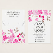 Roze, florale, girale juwelen, ketting display visitekaartje (Voorkant /achterkant)