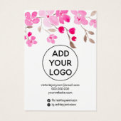 Roze, florale, girale juwelen, ketting display visitekaartje (Achterkant)