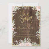 Roze florale goudgrens Baby shower Kaart (Voorkant)