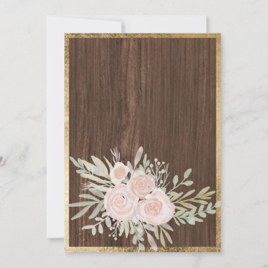 Roze florale goudgrens Baby shower Kaart (Achterkant)