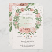 roze florale grienery weke verjaardag kaart (Voorkant / Achterkant)