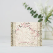 roze florale japanescherry blossom lente bruiloft briefkaart (Staand voorkant)