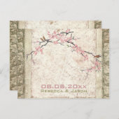roze florale japanescherry blossom lente bruiloft briefkaart (Voorkant / Achterkant)