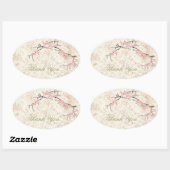 roze florale japanescherry blossom lente bruiloft ovale sticker (Vel)
