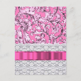 Roze florale kant patroon briefkaart