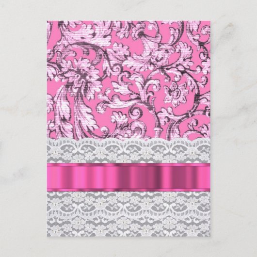 Roze florale kant patroon briefkaart (Voorkant)