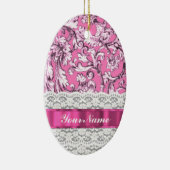 Roze florale kant patroon keramisch ornament (Rechts)
