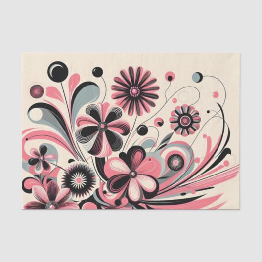 Roze florale kleur pop tissuepapier (Voorkant)