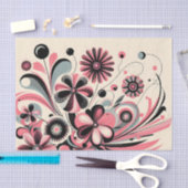 Roze florale kleur pop tissuepapier (Craft)