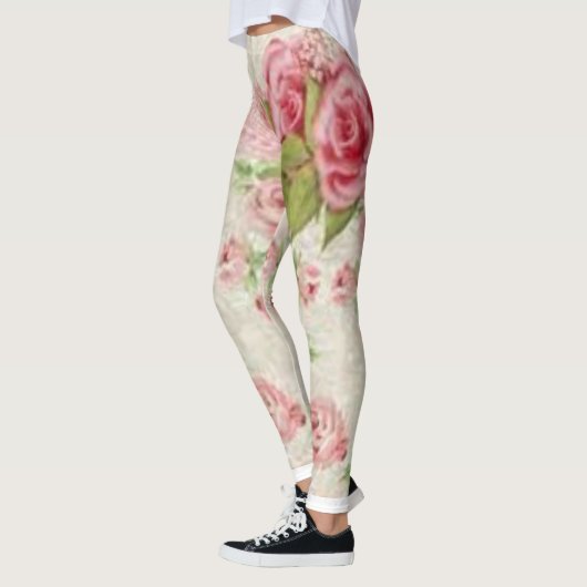 roze florale lange leggings (Links)