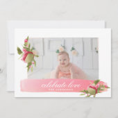 roze florale liefdesviering valentijn fotokaart kaart (Voorkant)