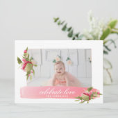 roze florale liefdesviering valentijn fotokaart kaart (Staand voorkant)