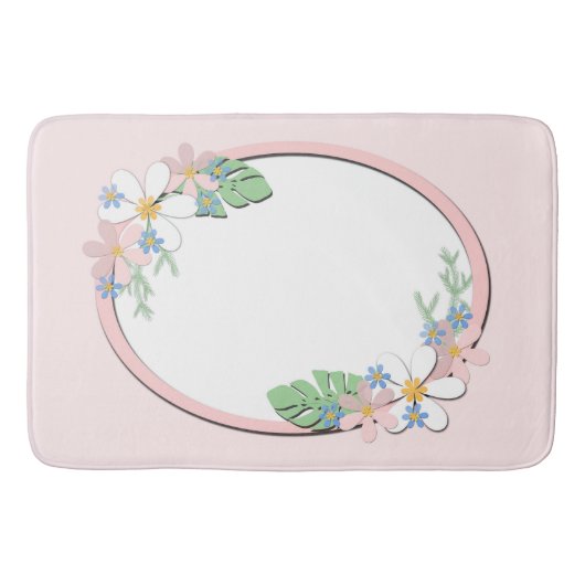 Roze florale lijst ronde kinder lente schattige aa badmat (Voorkant)