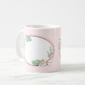 Roze florale lijst ronde kinder lente schattige aa koffiemok (Voorkant links)