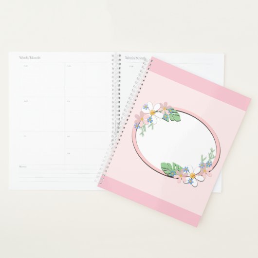Roze florale lijst ronde kinder lente schattige aa planner (Display)