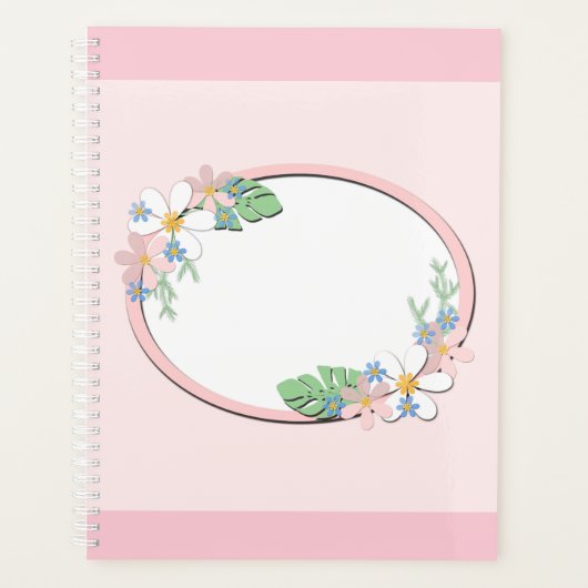 Roze florale lijst ronde kinder lente schattige aa planner (Voorkant)