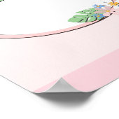 Roze florale lijst ronde kinder lente schattige aa poster (Hoek)