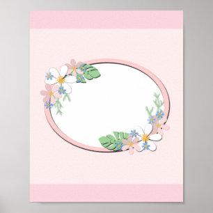Roze florale lijst ronde kinder lente schattige aa poster