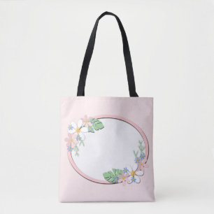 Roze florale lijst ronde kinder lente schattige aa tote bag