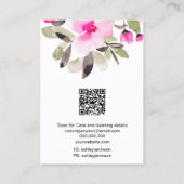 Roze florale logo juwelen oorringend ketting visitekaartje (Achterkant)