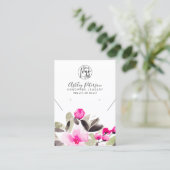 Roze florale logo juwelen oorringend ketting visitekaartje (Staand voorkant)