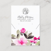 Roze florale logo juwelen oorringend ketting visitekaartje (Voorkant)