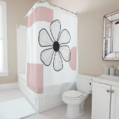 Roze florale minimalistische douchegordijn (In situ)