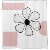 Roze florale minimalistische douchegordijn (Voorkant)