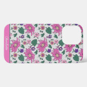 Roze florale naadloze patroon, gepersonaliseerde n iPhone hoesje (Achterkant horizontaal)