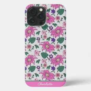 Roze florale naadloze patroon, gepersonaliseerde n iPhone 13 pro max hoesje