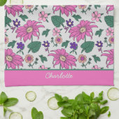 Roze florale naadloze patroon, gepersonaliseerde n theedoek (Gevouwen)