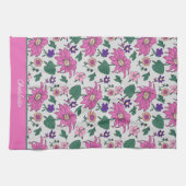 Roze florale naadloze patroon, gepersonaliseerde n theedoek (Horizontaal)