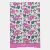 Roze florale naadloze patroon, gepersonaliseerde n theedoek (Verticaal)