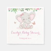 Roze florale olifant baby shower servet (Voorkant)