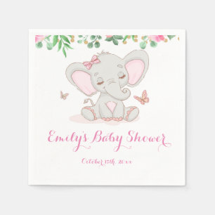 Roze florale olifant baby shower servet