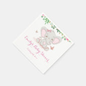 Roze florale olifant baby shower servet (Hoek)