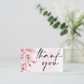 Roze florale pastel script orde logo dank u visitekaartje (Staand voorkant)