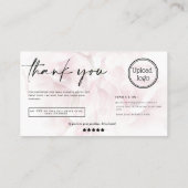 Roze florale pastel script orde logo dank u visitekaartje (Achterkant)