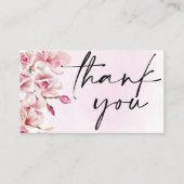 Roze florale pastel script orde logo dank u visitekaartje (Voorkant)