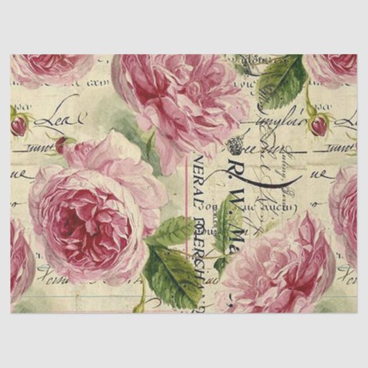  roze florale patroon voor elk doel tissuepapier (Voorkant)