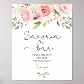 Roze florale Poster Sangria bar (Voorkant)