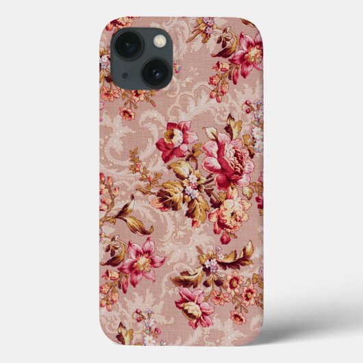 Roze florale retro Case-Mate iPhone case (Achterkant)