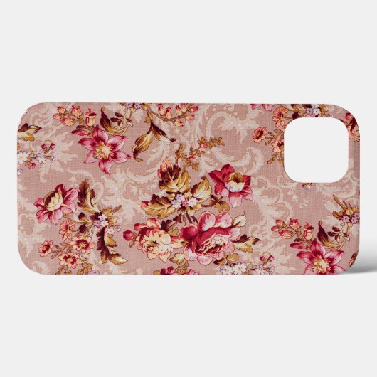 Roze florale retro Case-Mate iPhone case (Achterkant (horizontaal))