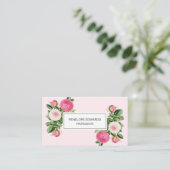 Roze florale roos trendy en elegant visitekaartje (Staand voorkant)