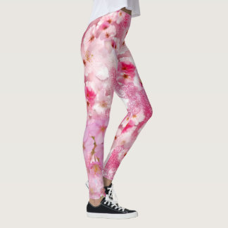 roze florale roze leggings