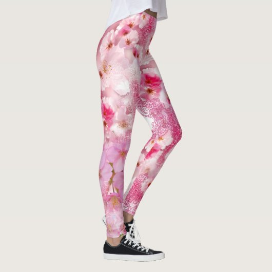 roze florale roze leggings (Rechts)