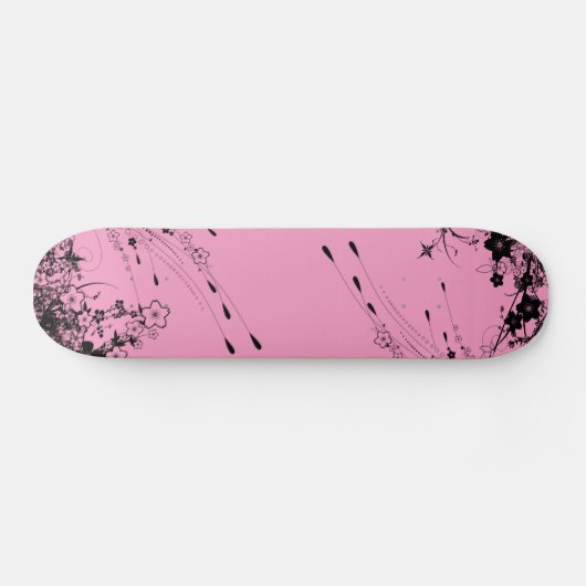 roze florale roze skateboard (Horizontaal)