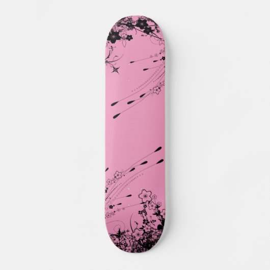 roze florale roze skateboard (Voorkant)