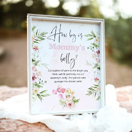 Roze florale safari hoe groot is het buikspel van  poster