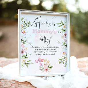 Roze florale safari hoe groot is het buikspel van  poster